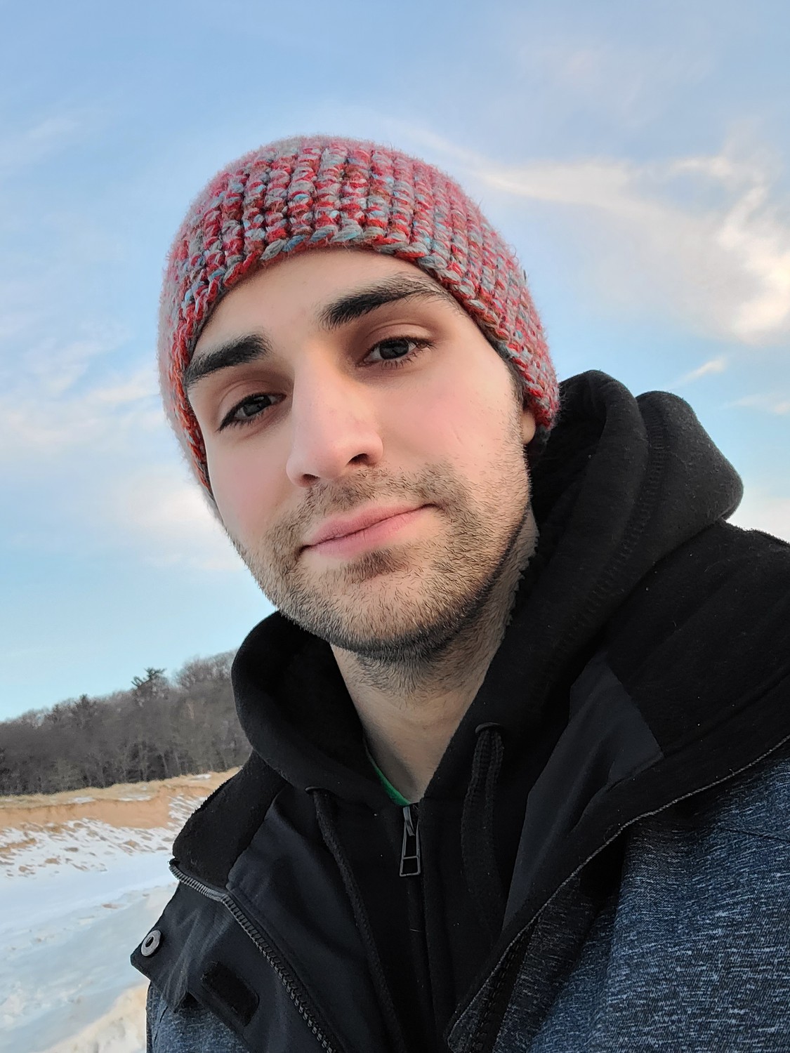 Christopher Jager on the Lake Michigan shoreline in winter